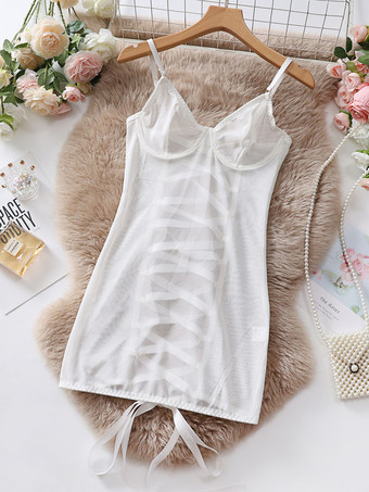 ホワイト ベビードール ランジェリー ベビードール 女性用 ホワイト ポリエステル セクシー