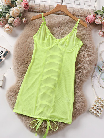 イエローベビードール ランジェリー ベビードール 女性用 ホワイト ポリエステル セクシー