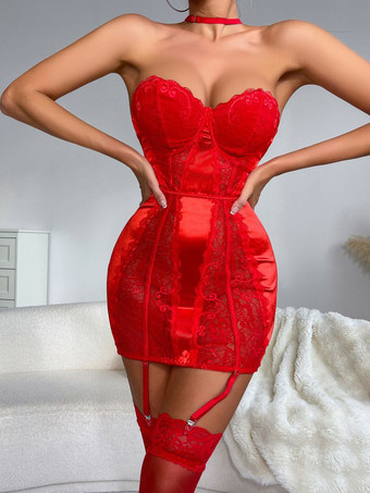 レッド ベビードール ランジェリー ベビードール 女性用 赤 ポリエステル セクシー