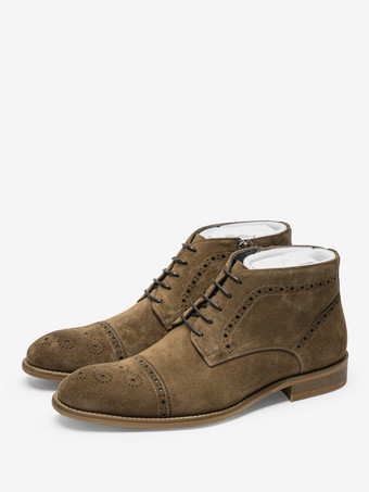 タンカラー靴 メンズシューズ ワークブーツ メンズブーツ レザー シック カーキ