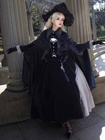 ゴシック ロリータ ドレス レース フリル レース ブラック ブラック