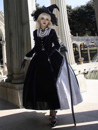 ゴシック ロリータ ドレス レース フリル レース ブラック ブラック