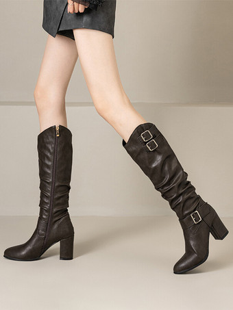 クラシックロリータブーツ ブラック グロメット ラウンドトゥ PUレザー ロリータ フットウェア