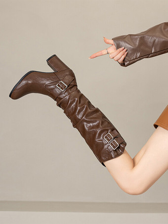 クラシックロリータブーツ ブラック グロメット ラウンドトゥ PUレザー ロリータ フットウェア