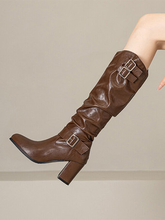 クラシックロリータブーツ ブラック グロメット ラウンドトゥ PUレザー ロリータ フットウェア