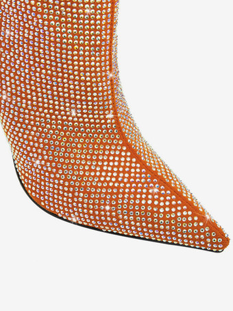 レディースニーハイブーツ ラインストーン ハイヒール パーティーブーツ