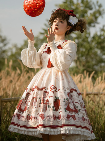 スイートロリータドレス ポリエステル ノースリーブ クリスマスロリータドレス