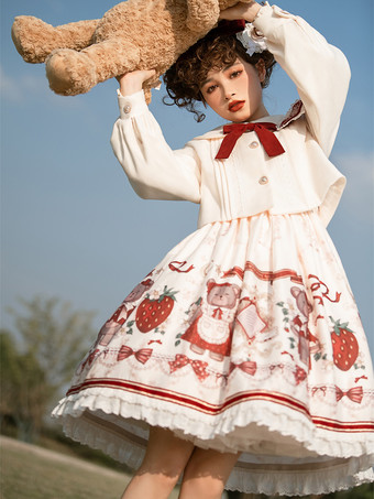 スイートロリータドレス ポリエステル ノースリーブ クリスマスロリータドレス