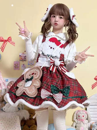 スイートロリータドレス ポリエステル ノースリーブ ジャンパー スイートクリスマスロリータドレス