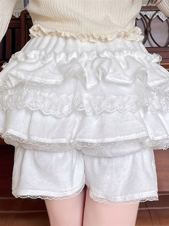 スイートロリータブルマーフリルレースルーズピンクロリータショーツ