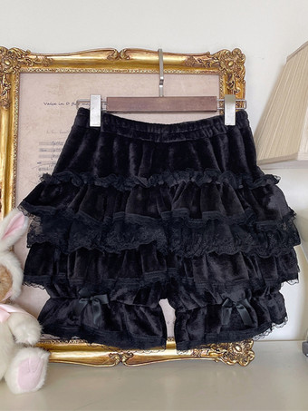 ブラック スイートロリータブルマーフリルレースルーズピンクロリータショーツ