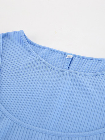 ブルーニットドレス 長袖 ジュエルネック フェイクツーピーススタイル 春 カジュアル ロングドレス レディース 2025