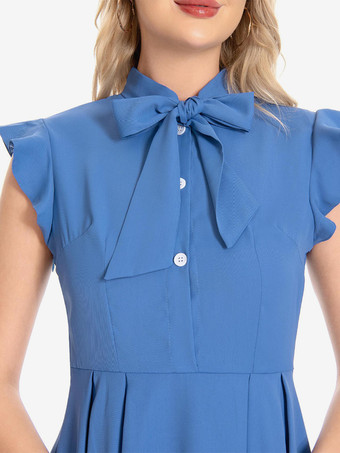 ヴィンテージ 蝶結びドレス バタフライスリーブ 1950 年代 オードリー ヘプバーン スタイル A ライン レトロ ミディ スウィングドレス レディース 2025