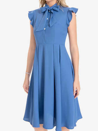 ヴィンテージ 蝶結びドレス バタフライスリーブ 1950 年代 オードリー ヘプバーン スタイル A ライン レトロ ミディ スウィングドレス レディース 2025