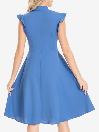 ヴィンテージ 蝶結びドレス バタフライスリーブ 1950 年代 オードリー ヘプバーン スタイル A ライン レトロ ミディ スウィングドレス レディース 2025