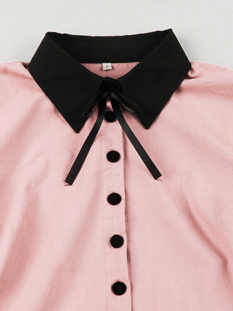 ヴィンテージドレス ターンダウンカラー 1950年代 カレッジスタイル 文学ファン 半袖 カラーブロック エレガント レディライク Aライン ミディドレス