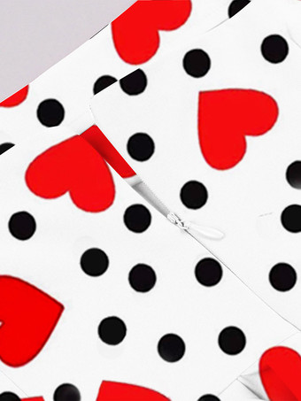 Robe vintage à motif cœur A-line années 1950 style Audrey Hepburn à pois Robe à bretelles pour la Saint-Valentin pour femme 2025