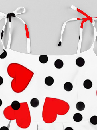 Robe vintage à motif cœur A-line années 1950 style Audrey Hepburn à pois Robe à bretelles pour la Saint-Valentin pour femme 2025