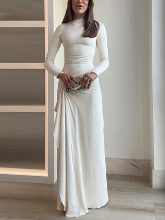 ルーシュディテールのロングスリーブボディコンドレス、エレガントなパーティーマキシドレス、女性用 2025