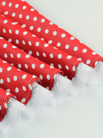 ホルターネックのヴィンテージドレス 1950年代 オードリー ヘプバーン スタイル 水玉模様 レーストリム Aライン ミディ スウィングドレス レディース 2026