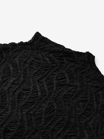 長袖 T シャツ プリーツ テクスチャード フィット ハーフ タートルネック ベースレイヤー トップス レディース 2025