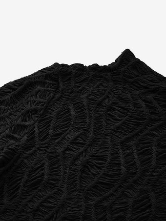 長袖 T シャツ プリーツ テクスチャード フィット ハーフ タートルネック ベースレイヤー トップス レディース 2025