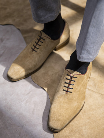 男性用ドレスシューズ スタイリッシュなラウンドトゥレザー