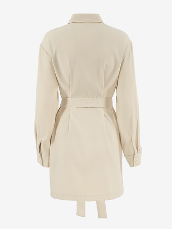 ミニマリストシャツドレス ベルト付き ターンダウンカラー 長袖 ミニドレス レディース 2025