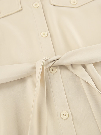 ミニマリストシャツドレス ベルト付き ターンダウンカラー 長袖 ミニドレス レディース 2025