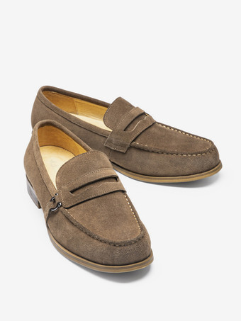 メンズ ペニーローファー ラウンドトゥ レザーシューズ