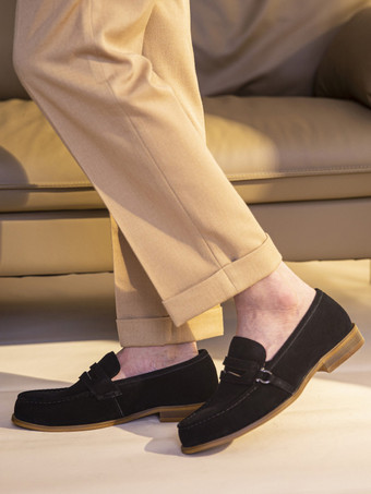 メンズ ペニーローファー ラウンドトゥ レザーシューズ