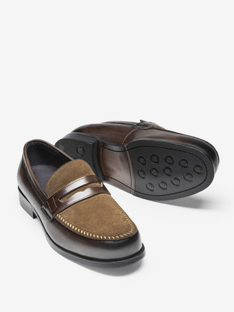 メンズ ペニーローファー ラウンドトゥ レザーシューズ