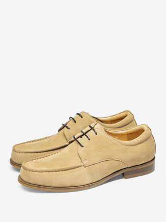 カーキ 男性用ドレスシューズ ファッション ラウンドトゥ レザー