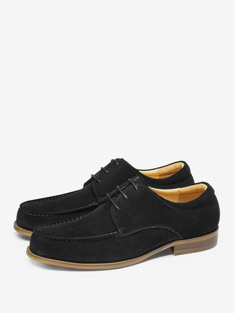 ブラック 男性用ドレスシューズ ファッション ラウンドトゥ レザー