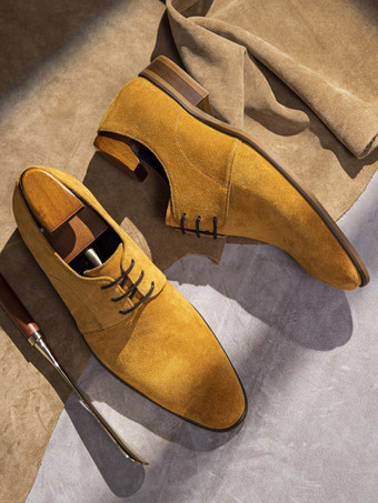 男性用ドレスシューズ モダン ラウンドトゥ レザー