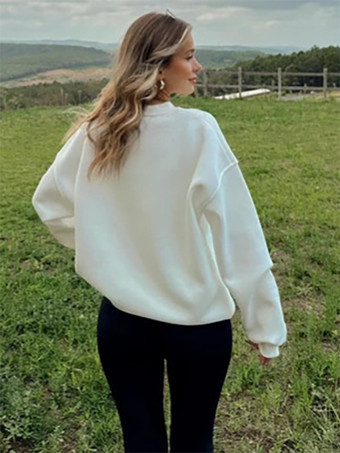 キュートなハートのディテール付きオーバーサイズスウェットシャツ 長袖 ジュエルネックライン 春のレディーストップス 2025