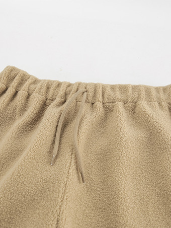 ドローストリング付きの快適なシェルパフリースパンツ、レディース用カジュアル春ワイドレッグパンツ 2025