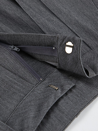 グレー ストレート レッグ トラウザー ウエスト上げ プリーツ 春 カジュアル ワイドレッグ パンツ レディース 2025