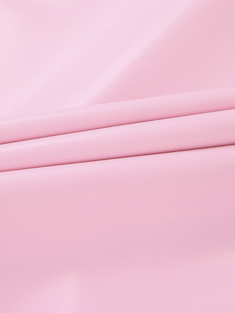 Rosa Kunstlederrock mit Taschen erhöhter Taille lässiger Frühlings-Midirock mit Schlitz für Frauen 2025