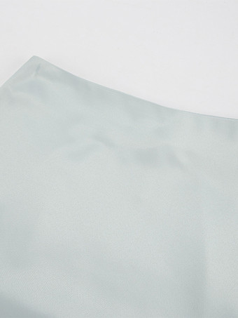 グレーのサテンスカート、スリット入り、ハイウエスト、無地、夏用、Aライン、ロングスカート、レディース、2025