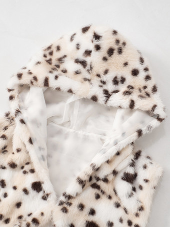 フェイクファー クロップトップ フード付き ノースリーブ ヒョウ柄 セクシー クラブウェア レディース 2026