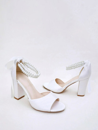 ブライダルサンダル ピンクサテン エレガント オープントゥ パール ウェディングサンダル