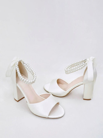 ブライダルサンダル ピンクサテン エレガント オープントゥ パール ウェディングサンダル