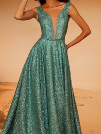 イブニングドレス Aライン Vネック ポリエステル トレーン付き フォーマルディナードレス