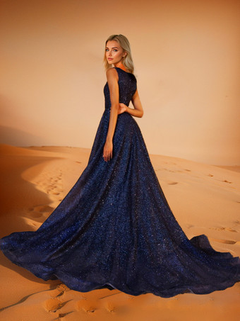 イブニングドレス Aライン ジュエルネック ポリエステル トレーン付き 社交パーティードレス