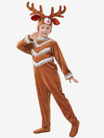 ワンジーパジャマ 着ぐるみ ハロウィン 動物 子供用 ポリエステル ジャンプスーツ 帽子