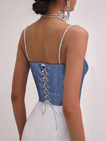 Superbe haut court avec bretelles sans manches à lacets dans le dos tenue de club brillante pour femmes 2025