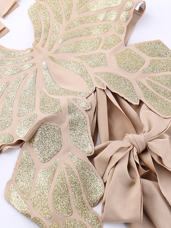 ホルター クロップ トップス、バック ボウノット、輝く蝶のクラブウェア、レディース 2025