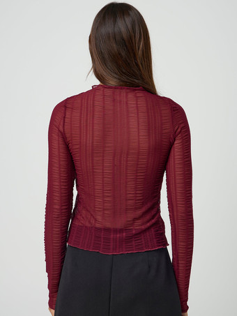 透け感のあるTシャツ ジュエルネック 長袖 セクシー 春 トップス レディース 2026