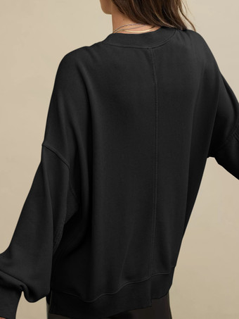 オーバーサイズ スウェットシャツ 無地 ドロップショルダー 春 ベーシック レディース トップス 2025